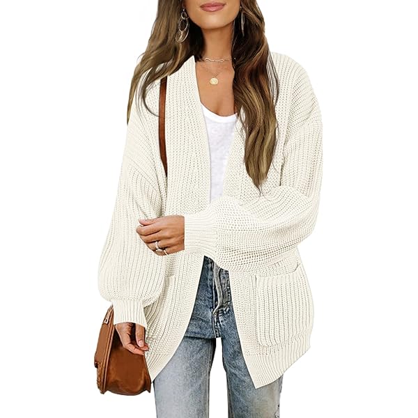 MEROKEETY Womens 2025 Fall Long Sleeve Open Front Cardigans
